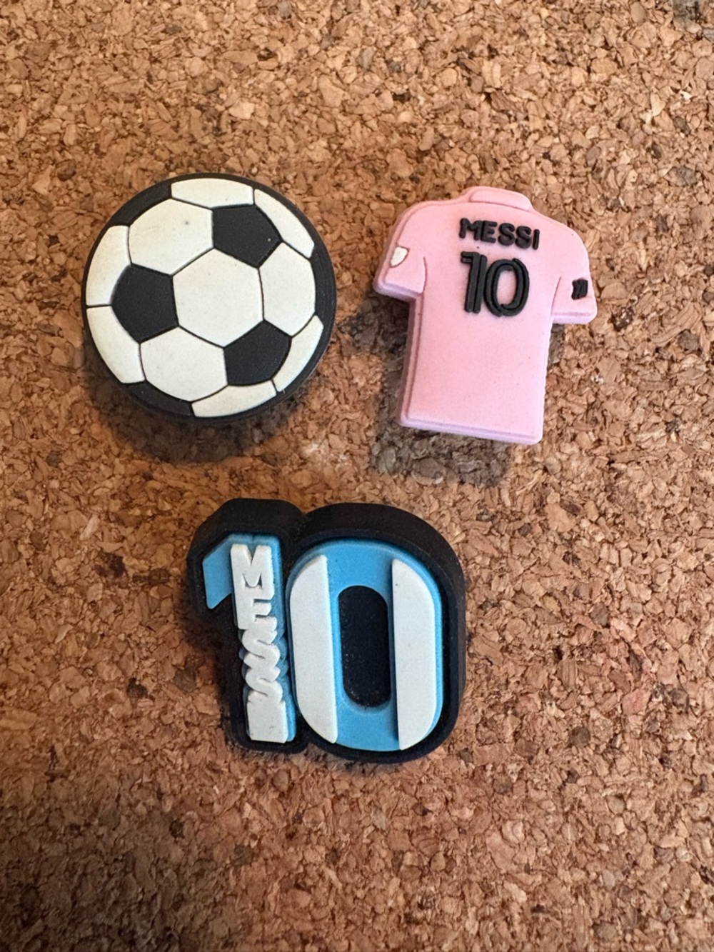 Set of 3 Messi Soccer Charms for Crocs